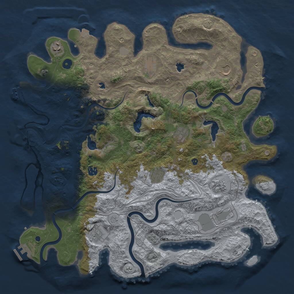 Rust Map: Procedural Map, Size: 4500, Seed: 810697420, 16 Monuments