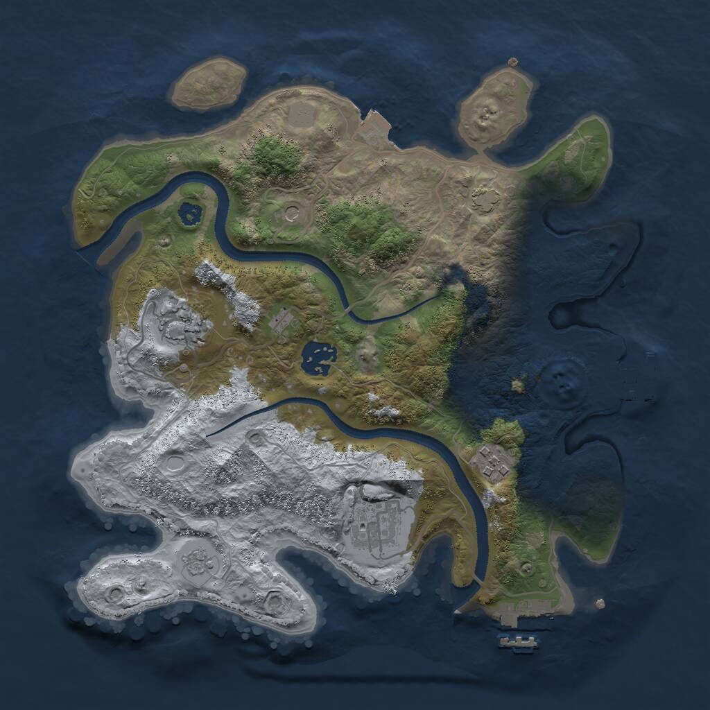 Rust Map: Procedural Map, Size: 3000, Seed: 12920, 10 Monuments