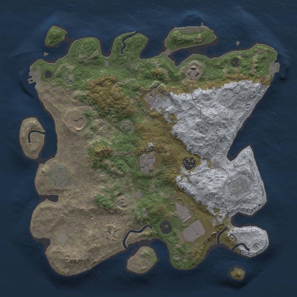 Rust Map: Procedural Map, Size: 3500, Seed: 736300965, 18 Monuments