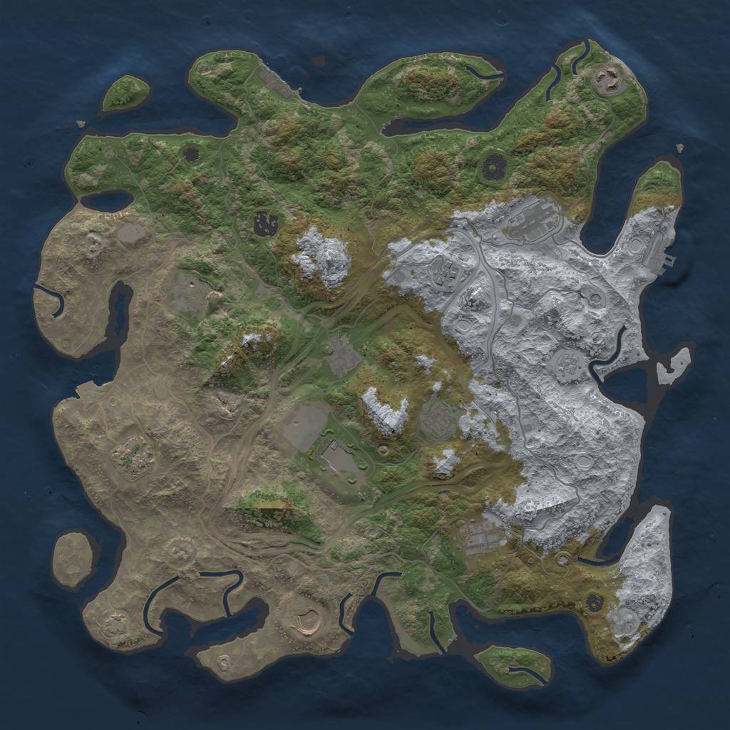 Rust Map: Procedural Map, Size: 4250, Seed: 1140908669, 19 Monuments