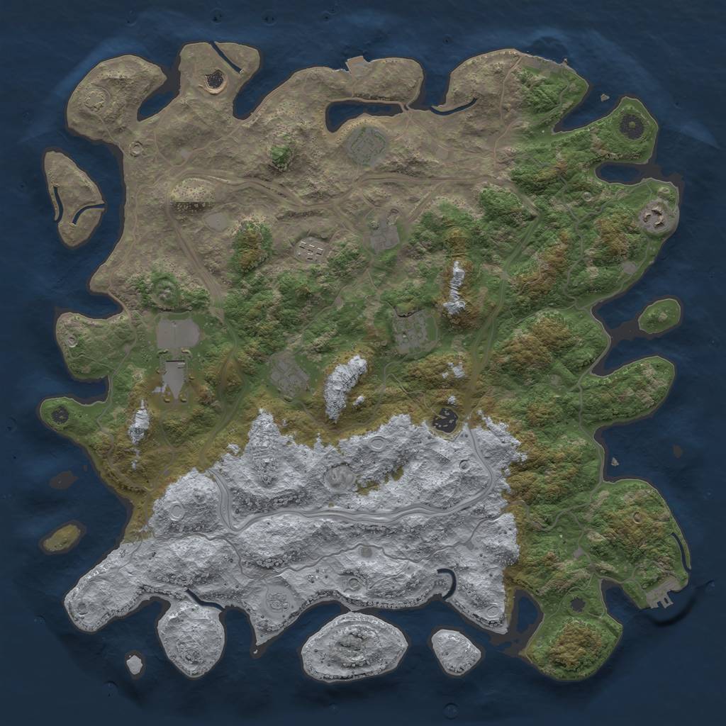 Rust Map: Procedural Map, Size: 4500, Seed: 1317214790, 17 Monuments