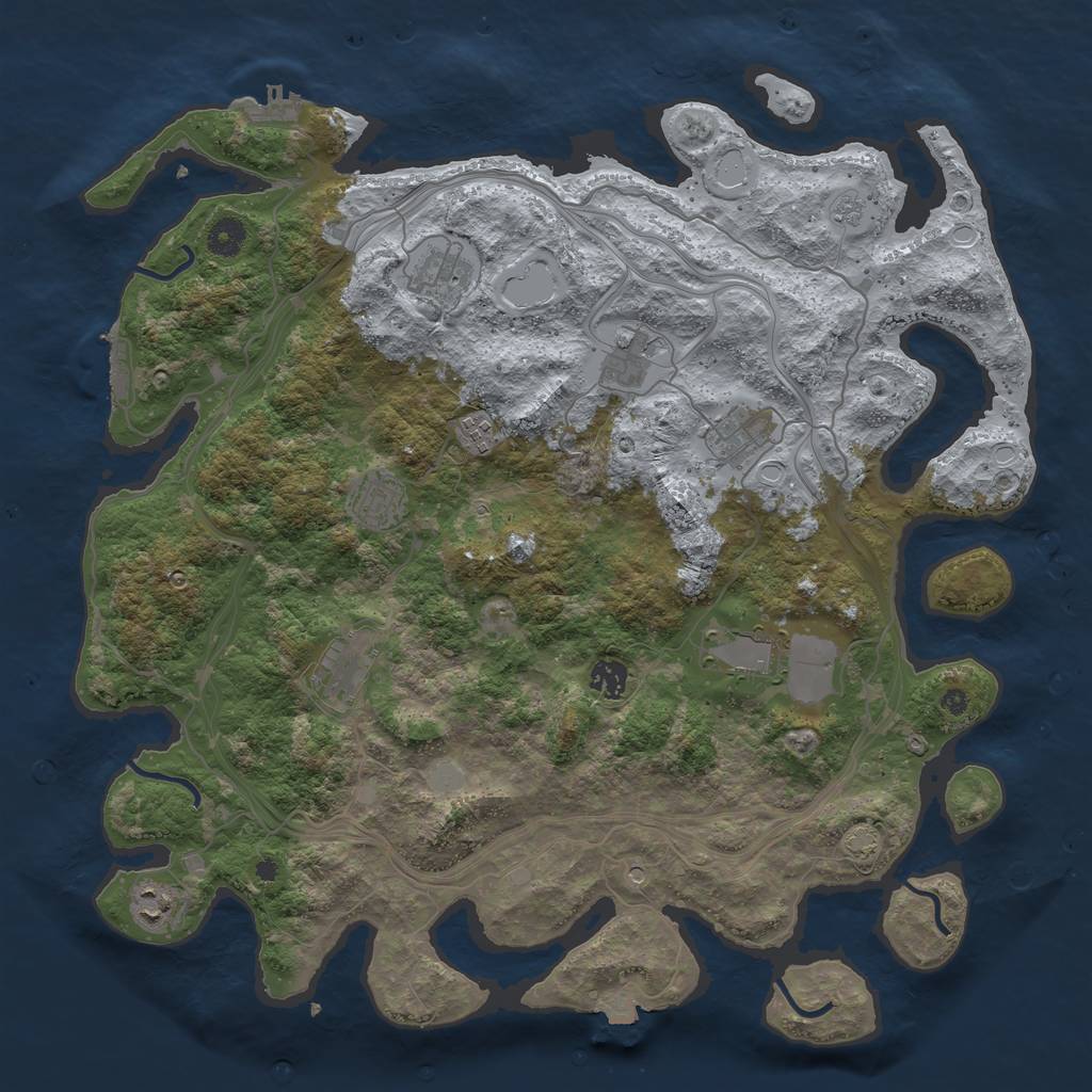 Rust Map: Procedural Map, Size: 4250, Seed: 213821484, 17 Monuments