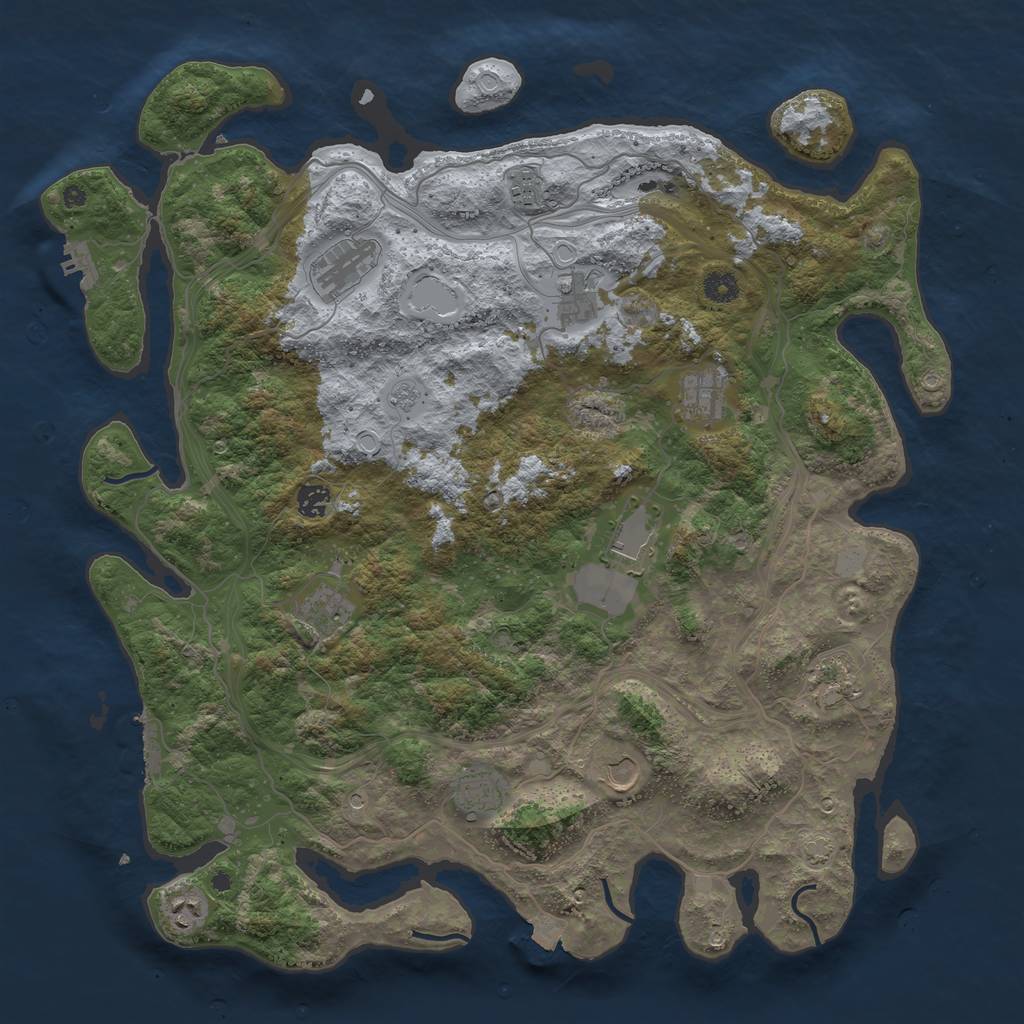 Rust Map: Procedural Map, Size: 4500, Seed: 965542366, 19 Monuments