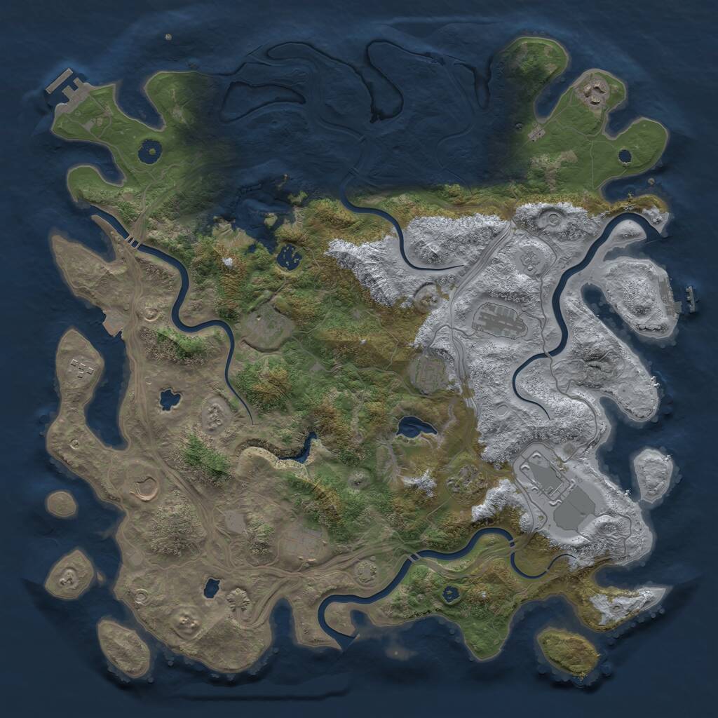Rust Map: Procedural Map, Size: 4500, Seed: 1330008461, 16 Monuments