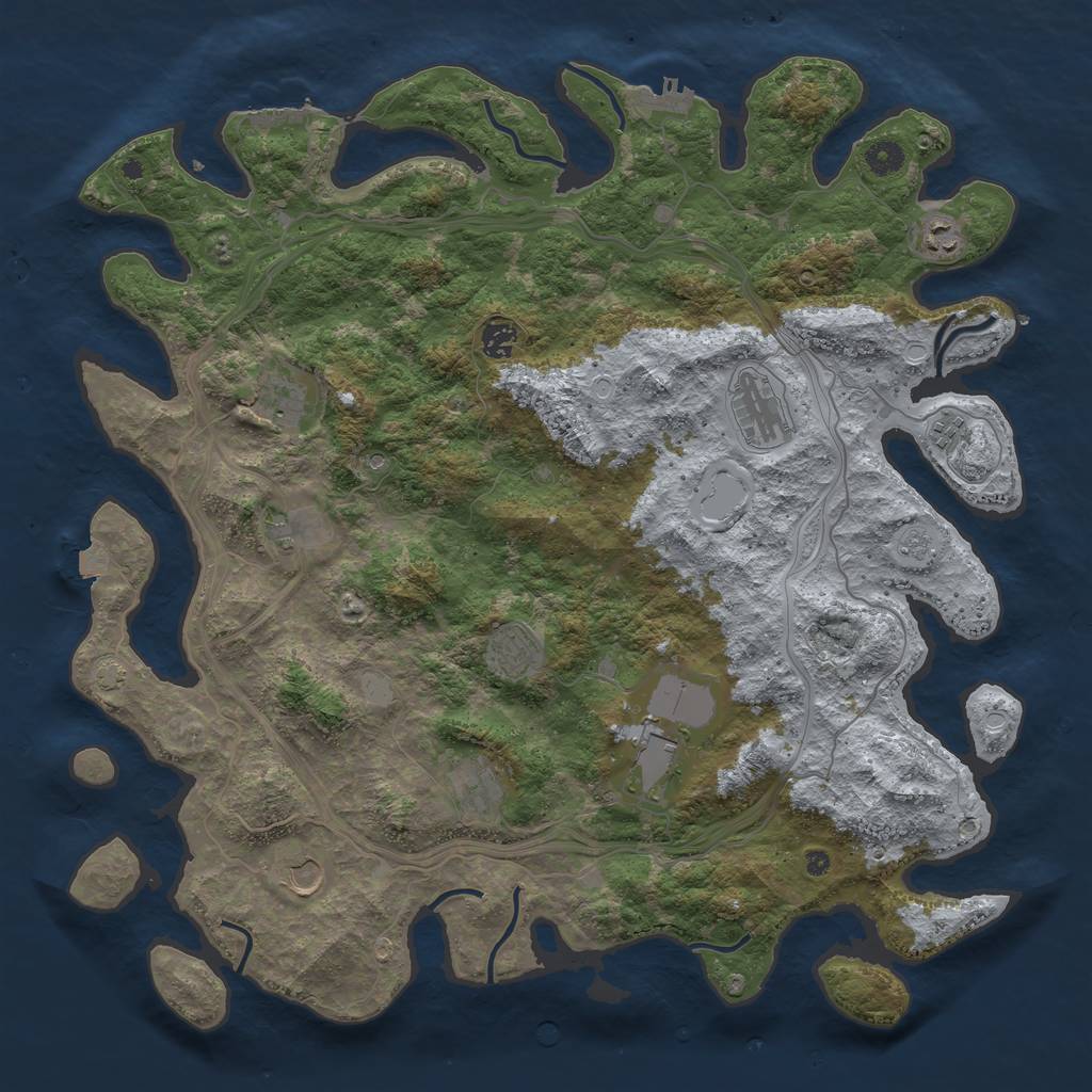 Rust Map: Procedural Map, Size: 4500, Seed: 1330008461, 18 Monuments