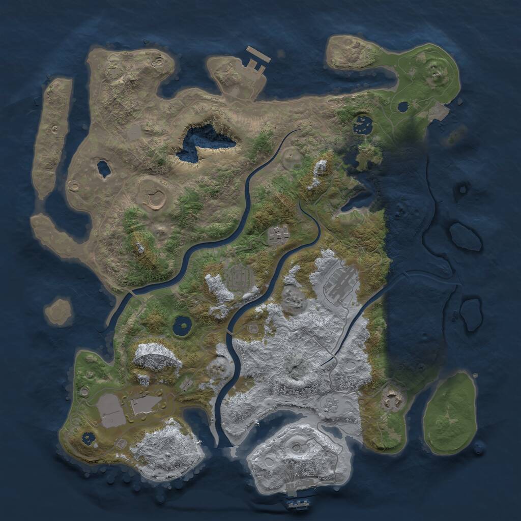 Rust Map: Procedural Map, Size: 4000, Seed: 493060729, 13 Monuments