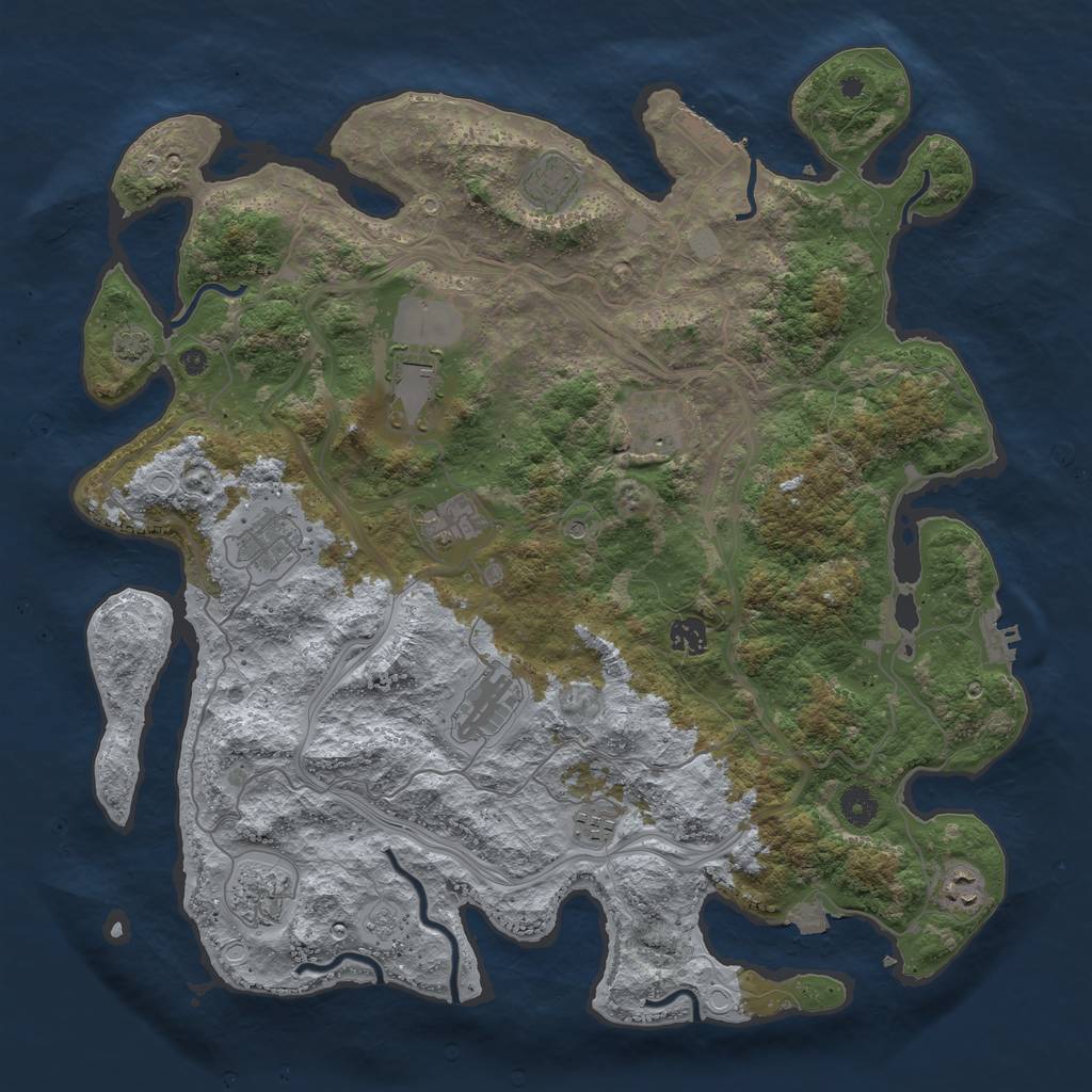 Rust Map: Procedural Map, Size: 4250, Seed: 404561914, 18 Monuments