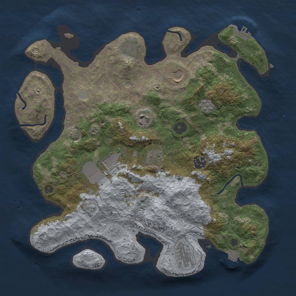 Rust Map: Procedural Map, Size: 3500, Seed: 1982787025, 15 Monuments