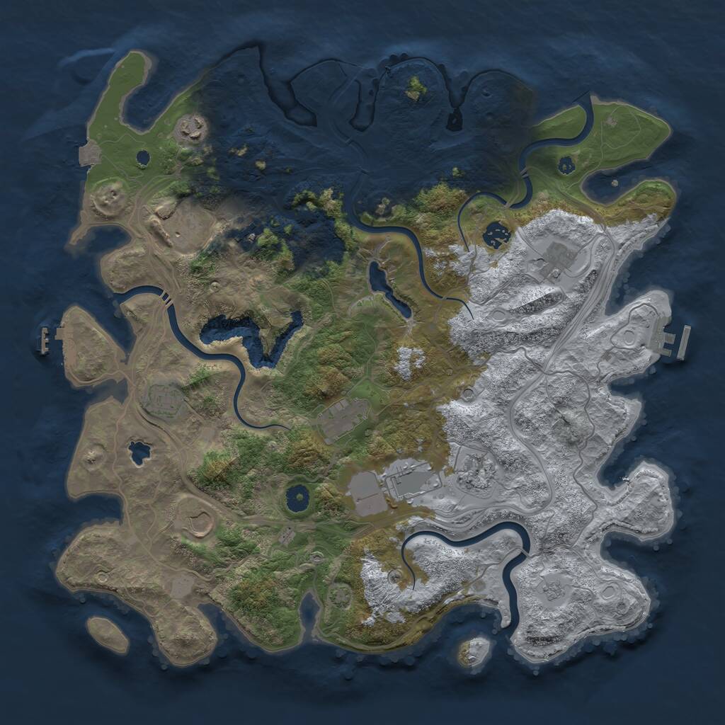 Rust Map: Procedural Map, Size: 4250, Seed: 343090770, 16 Monuments
