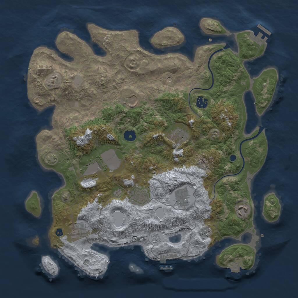 Rust Map: Procedural Map, Size: 3800, Seed: 1119391725, 15 Monuments