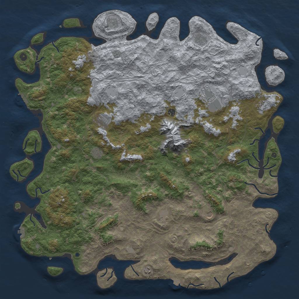Rust Map: Procedural Map, Size: 6000, Seed: 457023860, 19 Monuments