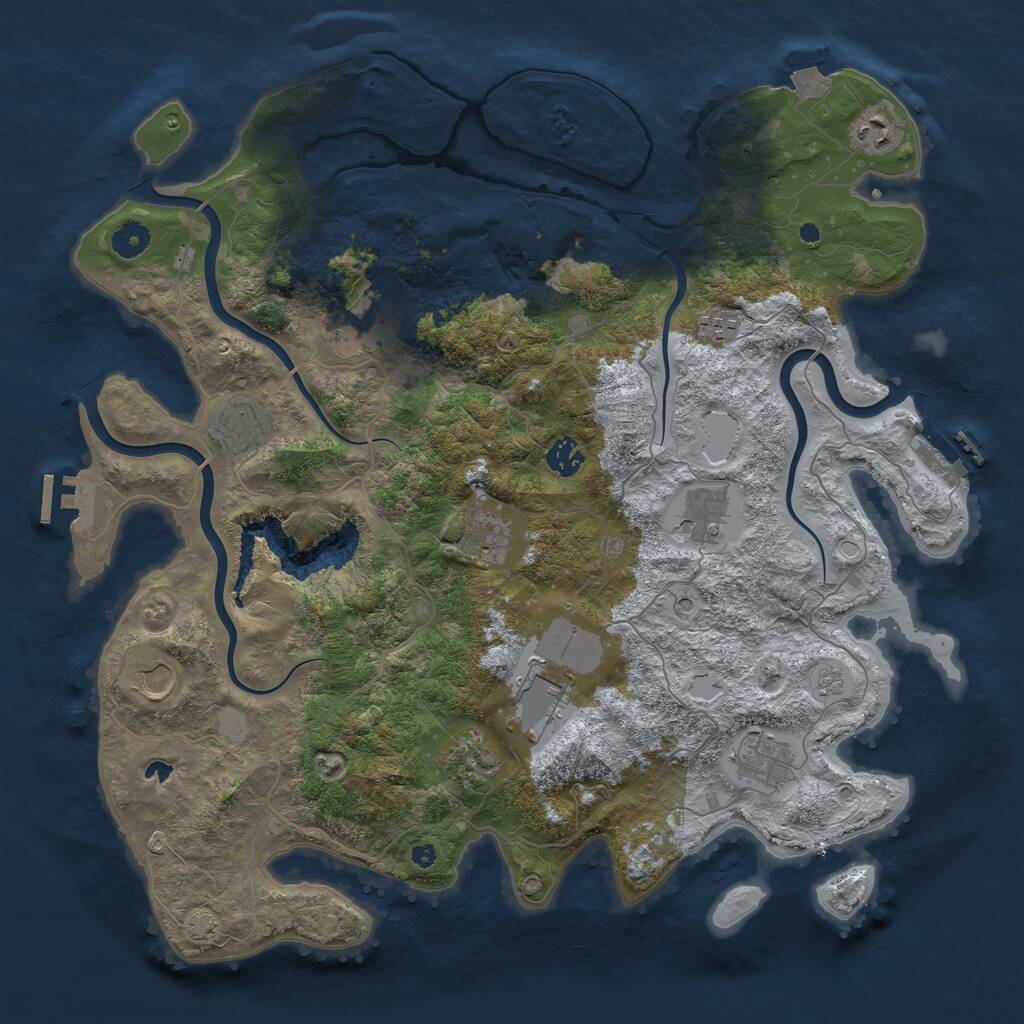 Rust Map: Procedural Map, Size: 4200, Seed: 238829772, 17 Monuments