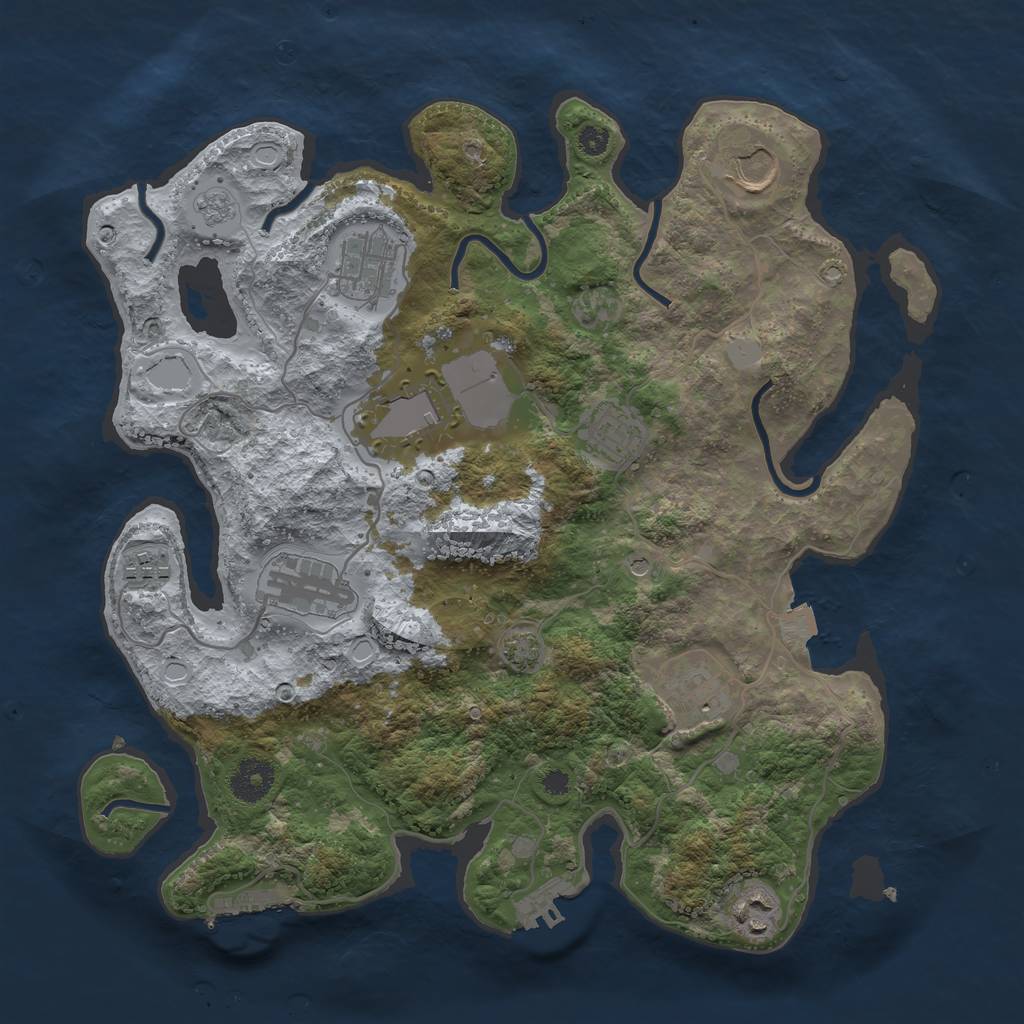 Rust Map: Procedural Map, Size: 3500, Seed: 237899102, 16 Monuments