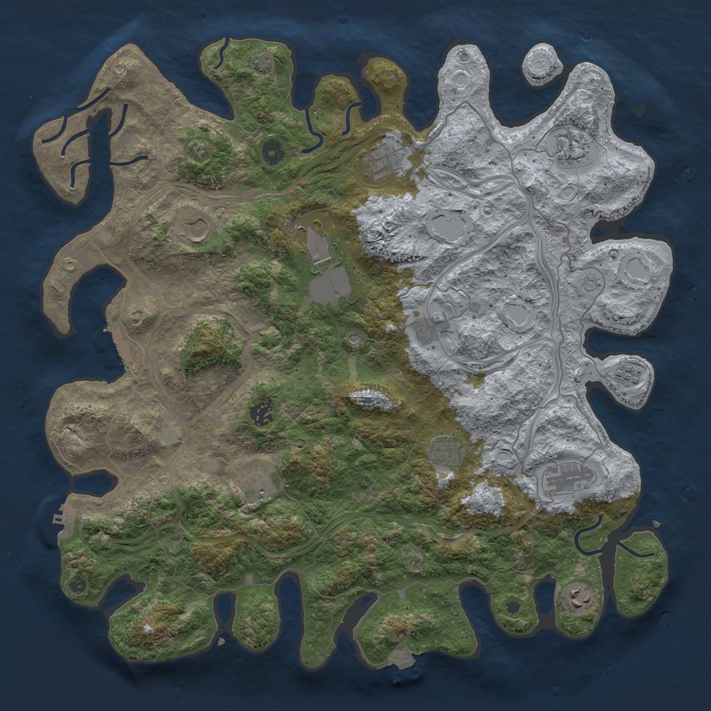 Rust Map: Procedural Map, Size: 4500, Seed: 162244237, 19 Monuments