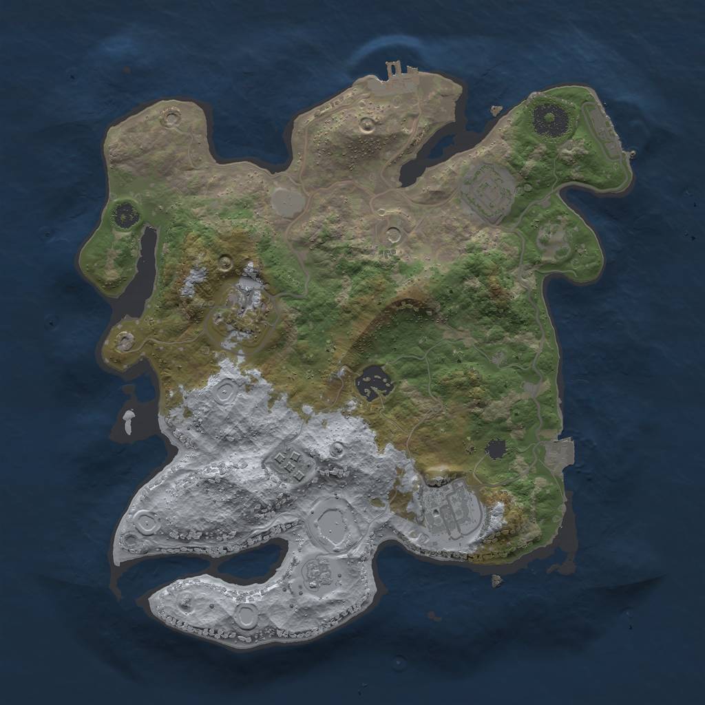 Rust Map: Procedural Map, Size: 3000, Seed: 428642, 12 Monuments