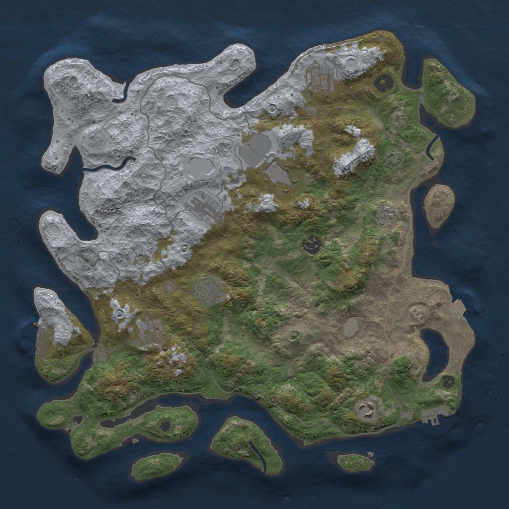 Rust Map: Procedural Map, Size: 4100, Seed: 62318234, 16 Monuments