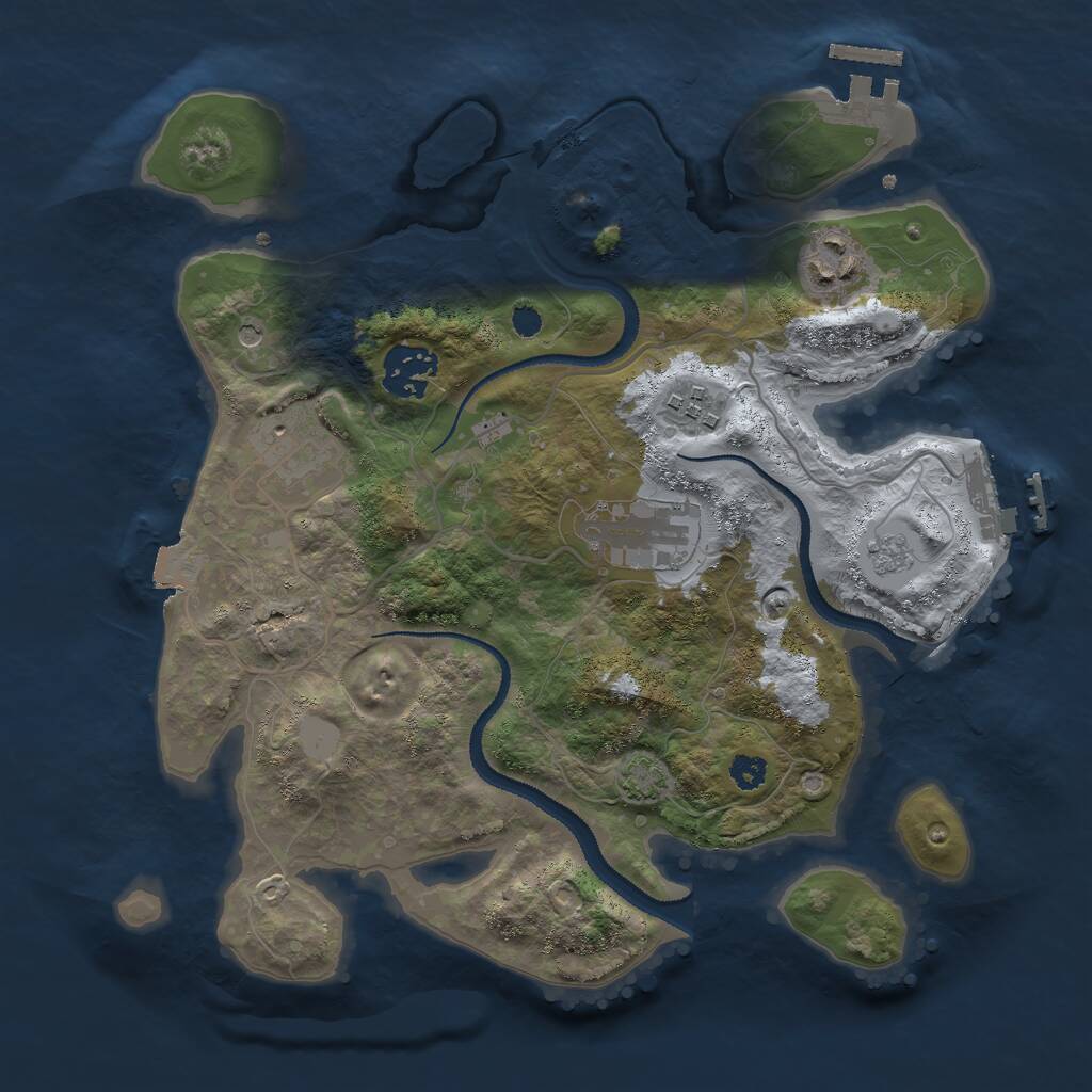Rust Map: Procedural Map, Size: 3000, Seed: 1275388569, 11 Monuments