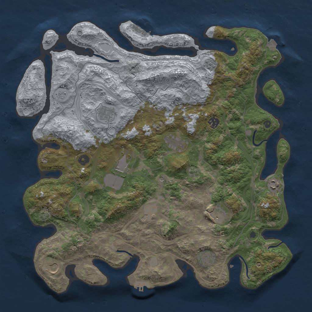 Rust Map: Procedural Map, Size: 4300, Seed: 1239898052, 18 Monuments