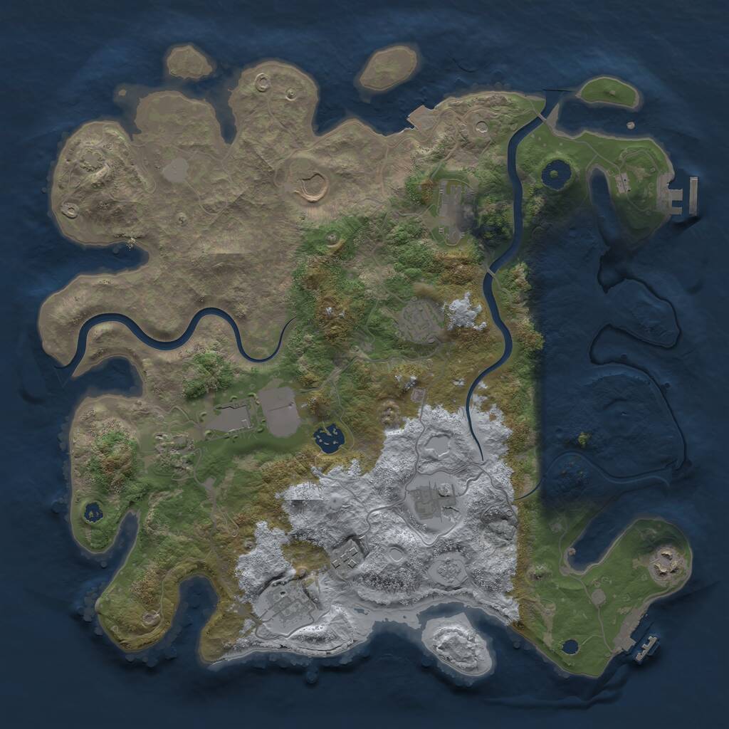 Rust Map: Procedural Map, Size: 3850, Seed: 16338763, 16 Monuments