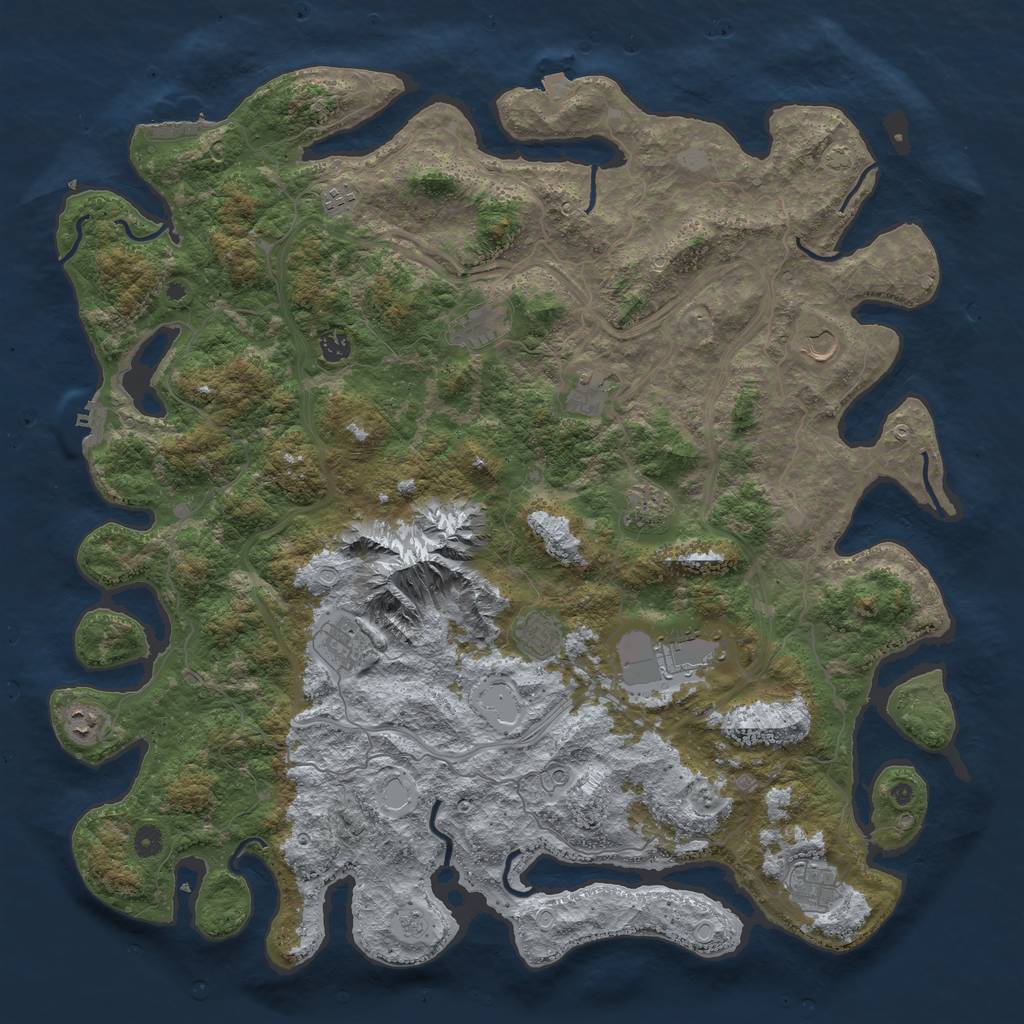 Rust Map: Procedural Map, Size: 5000, Seed: 1204450, 19 Monuments