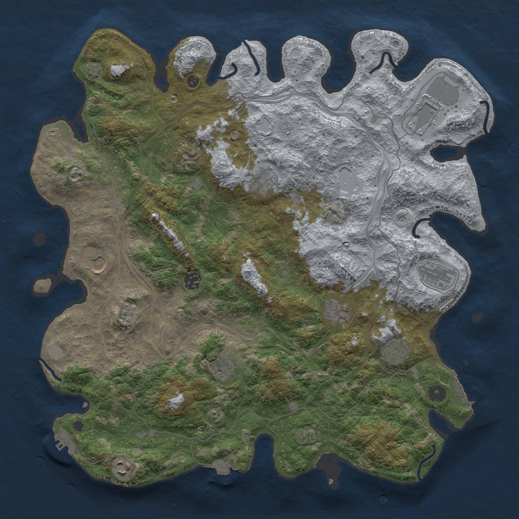 Rust Map: Procedural Map, Size: 4500, Seed: 1882156532, 19 Monuments