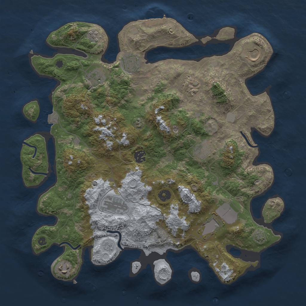 Rust Map: Procedural Map, Size: 3750, Seed: 55852634, 17 Monuments