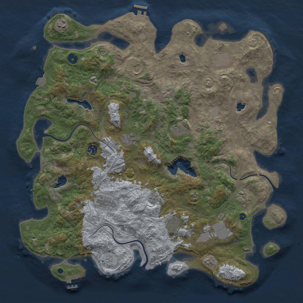 Rust Map: Procedural Map, Size: 4500, Seed: 568491, 17 Monuments