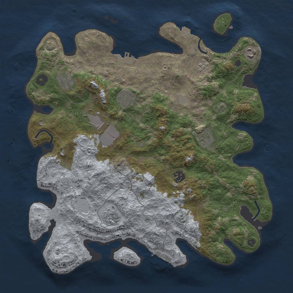 Rust Map: Procedural Map, Size: 3800, Seed: 49731306, 16 Monuments