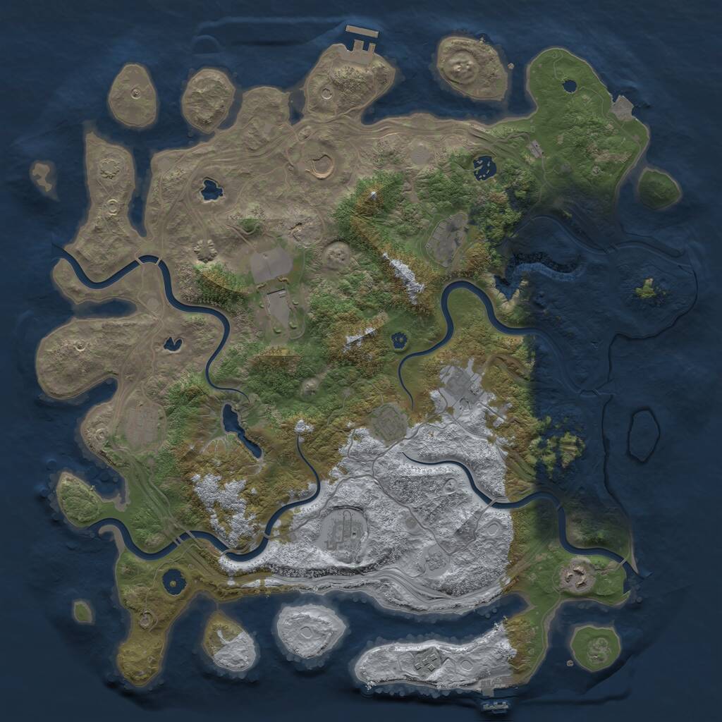 Rust Map: Procedural Map, Size: 4500, Seed: 959512496, 16 Monuments