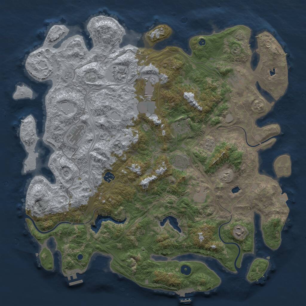 Rust Map: Procedural Map, Size: 4500, Seed: 1965429037, 16 Monuments
