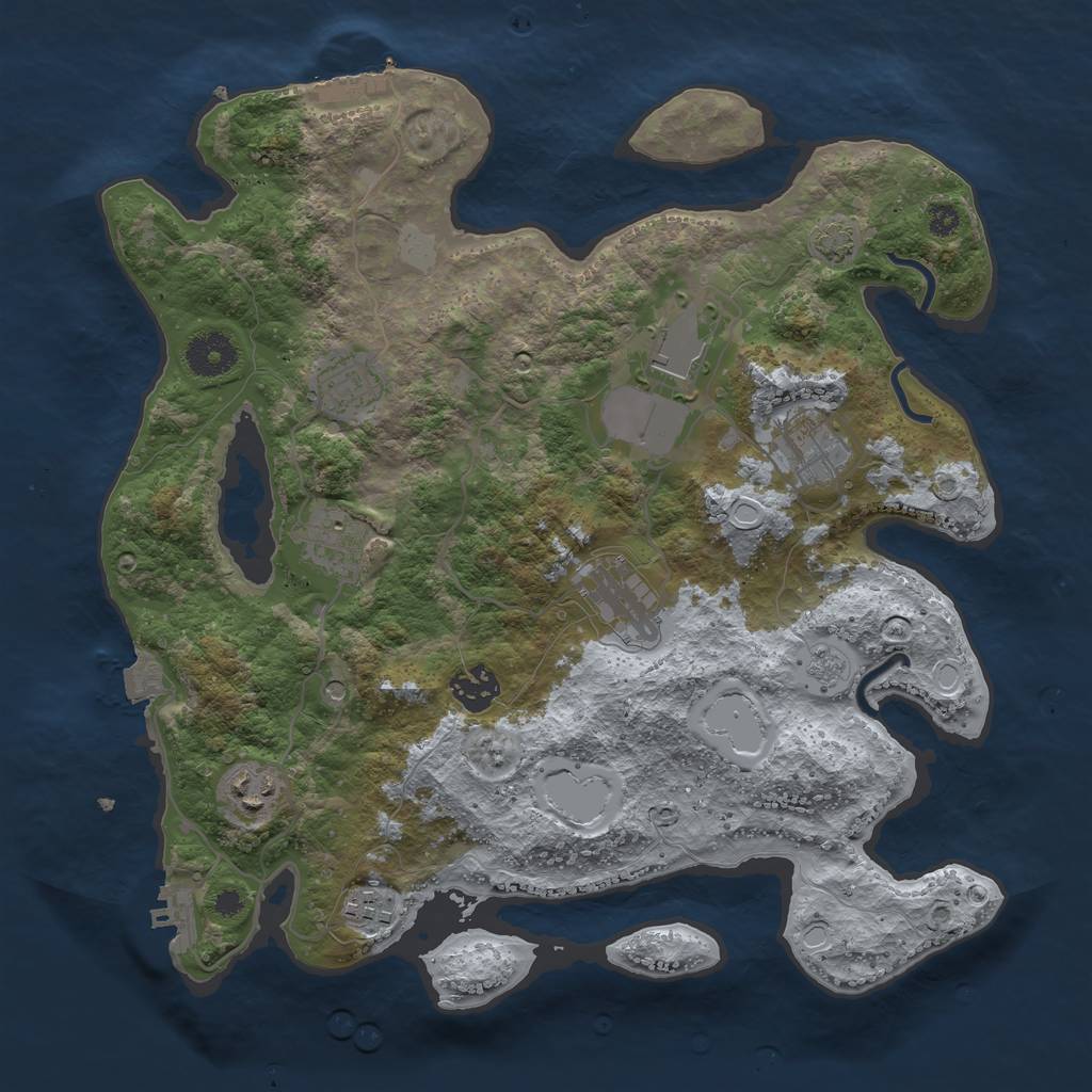 Rust Map: Procedural Map, Size: 3500, Seed: 371647195, 16 Monuments