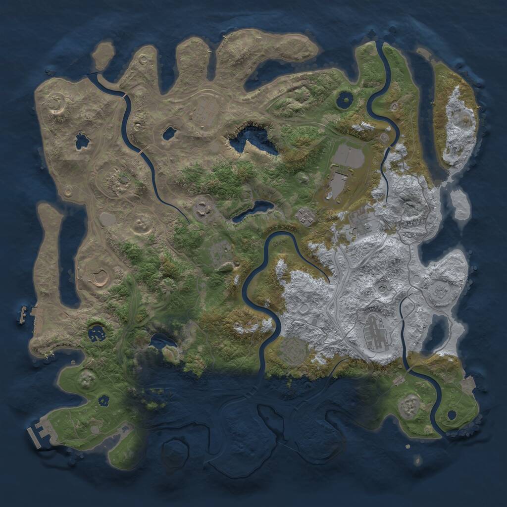 Rust Map: Procedural Map, Size: 4500, Seed: 340108960, 17 Monuments