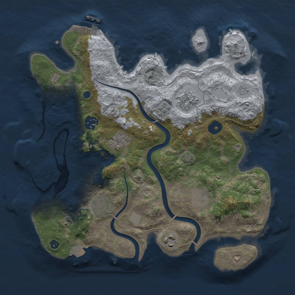 Rust Map: Procedural Map, Size: 3250, Seed: 2007992996, 13 Monuments