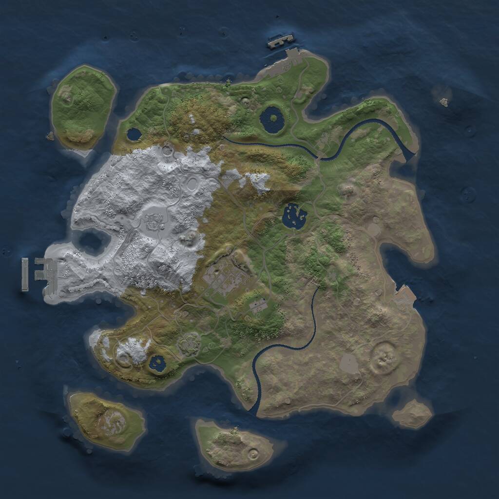 Rust Map: Procedural Map, Size: 3000, Seed: 230908, 8 Monuments