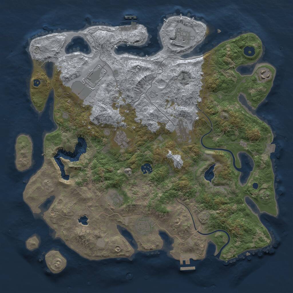 Rust Map: Procedural Map, Size: 4000, Seed: 755432738, 13 Monuments