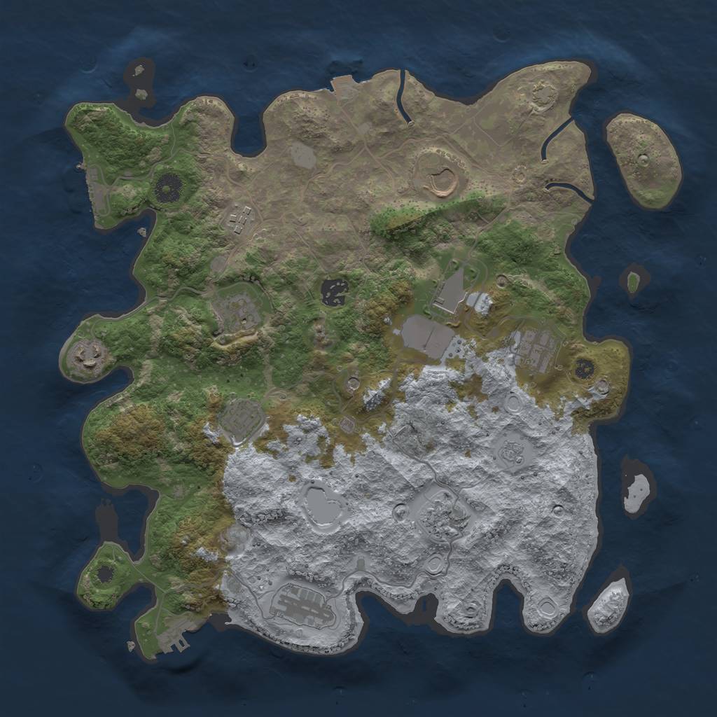 Rust Map: Procedural Map, Size: 3750, Seed: 139320643, 18 Monuments