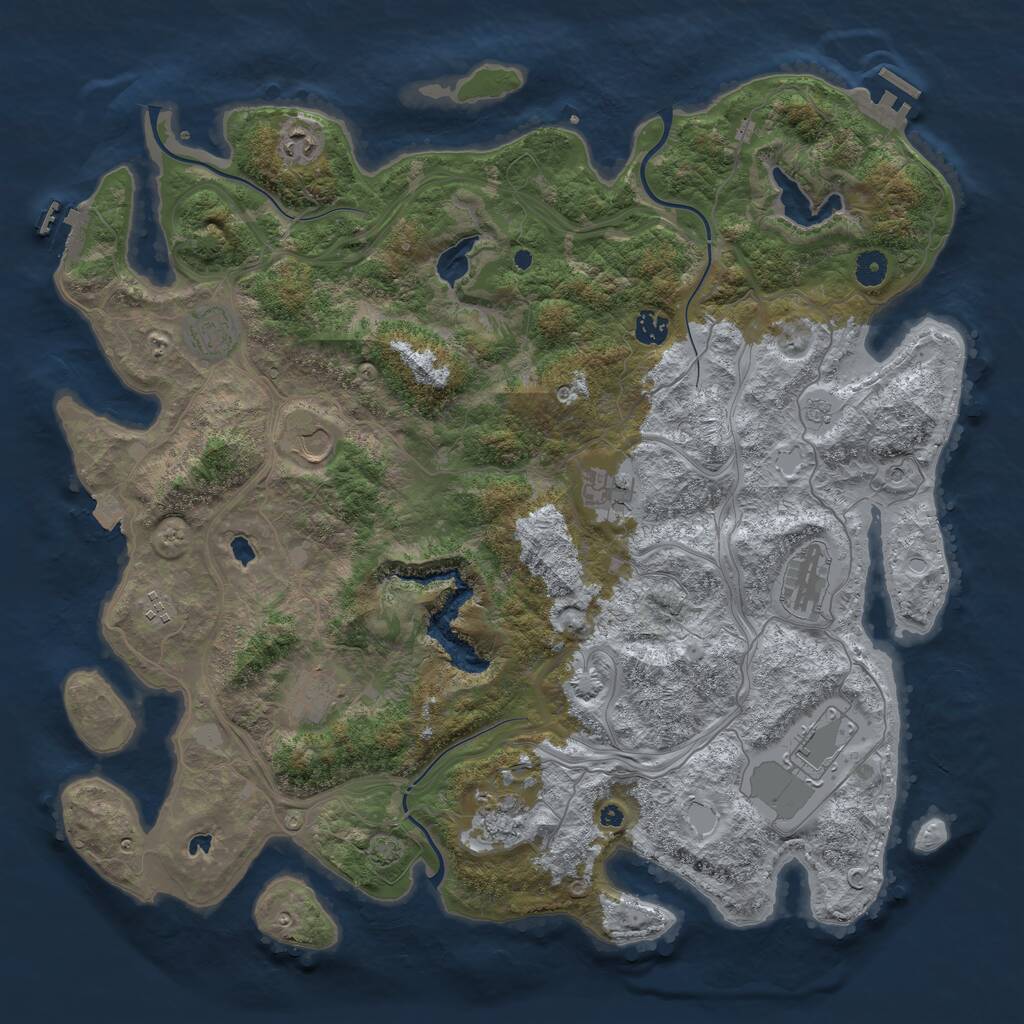 Rust Map: Procedural Map, Size: 4500, Seed: 2036261927, 16 Monuments