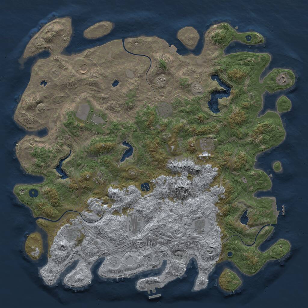 Rust Map: Procedural Map, Size: 5000, Seed: 1091587207, 17 Monuments