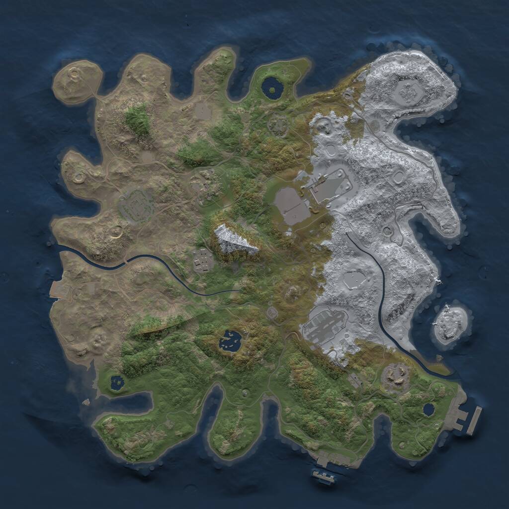 Rust Map: Procedural Map, Size: 3500, Seed: 410768969, 13 Monuments