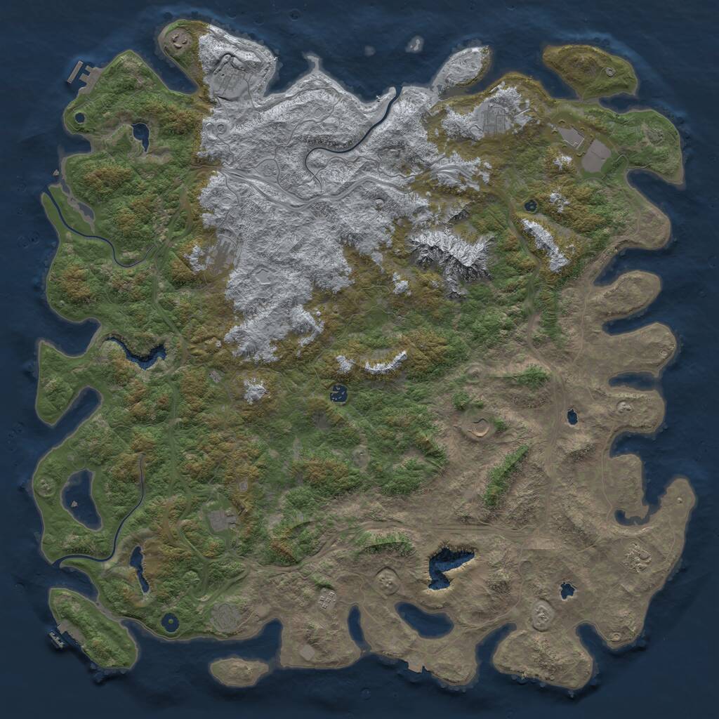 Rust Map: Procedural Map, Size: 6000, Seed: 32685132, 17 Monuments