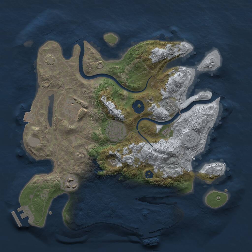Rust Map: Procedural Map, Size: 3000, Seed: 5961274, 10 Monuments