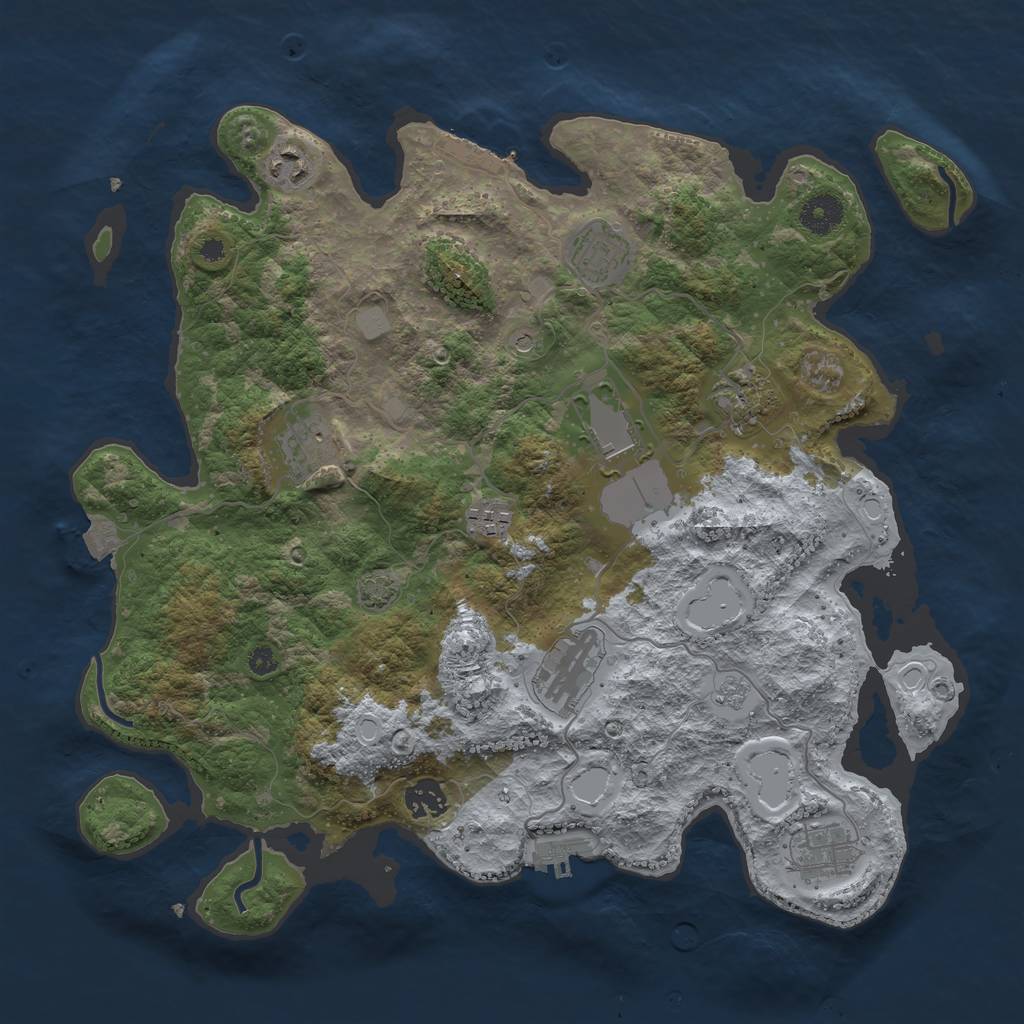 Rust Map: Procedural Map, Size: 3750, Seed: 1493996, 17 Monuments