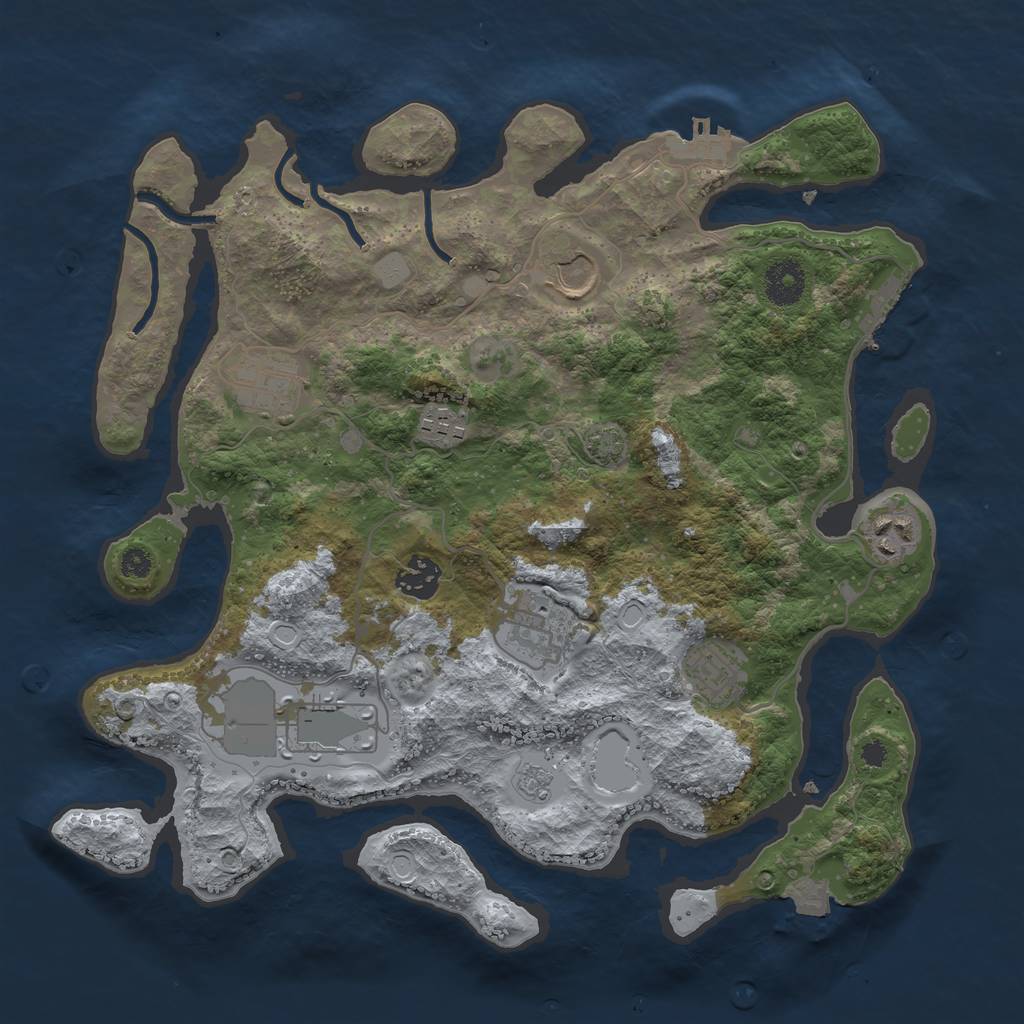 Rust Map: Procedural Map, Size: 3500, Seed: 973879986, 15 Monuments
