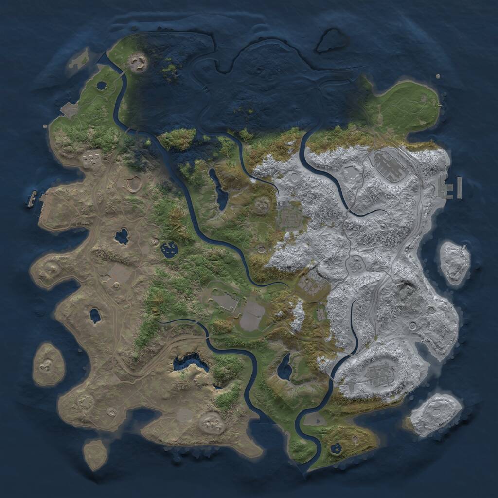 Rust Map: Procedural Map, Size: 4500, Seed: 1234567896, 16 Monuments