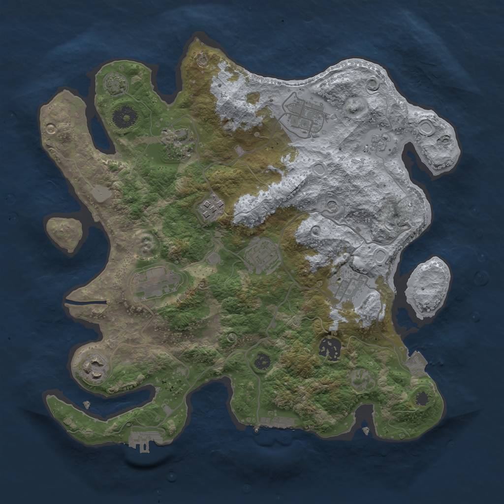 Rust Map: Procedural Map, Size: 3250, Seed: 1674199512, 16 Monuments