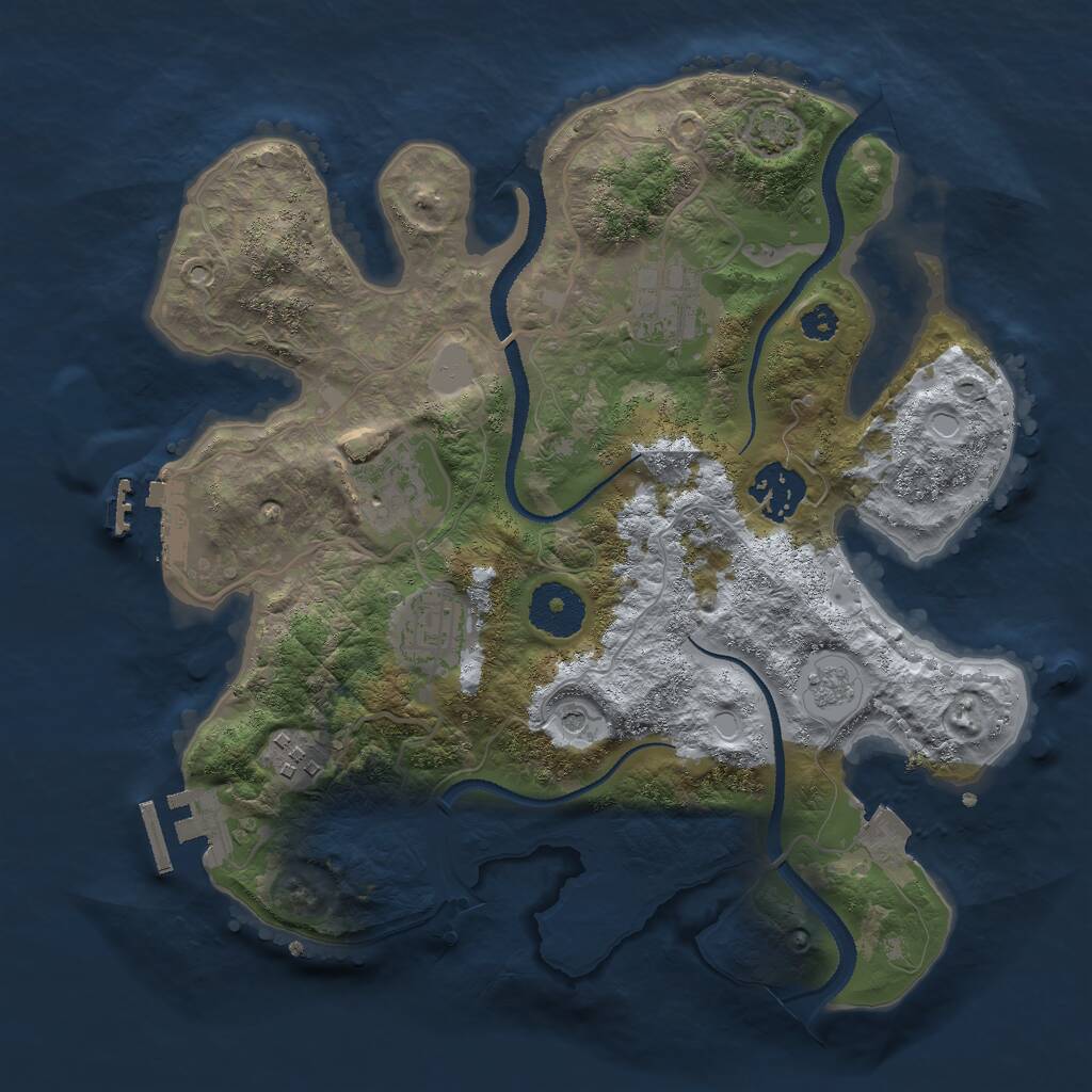 Rust Map: Procedural Map, Size: 3000, Seed: 2042813675, 11 Monuments