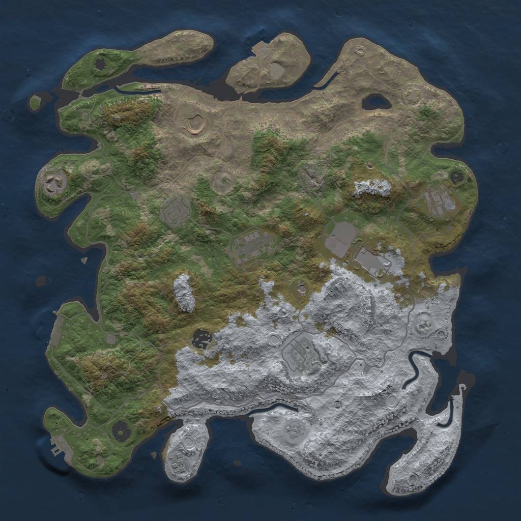Rust Map: Procedural Map, Size: 4000, Seed: 2625, 17 Monuments