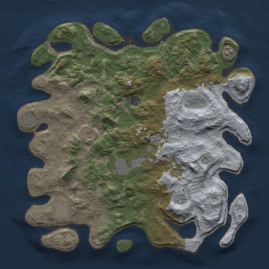 Rust Map: Barren, Size: 4250, Seed: 3799532, 13 Monuments