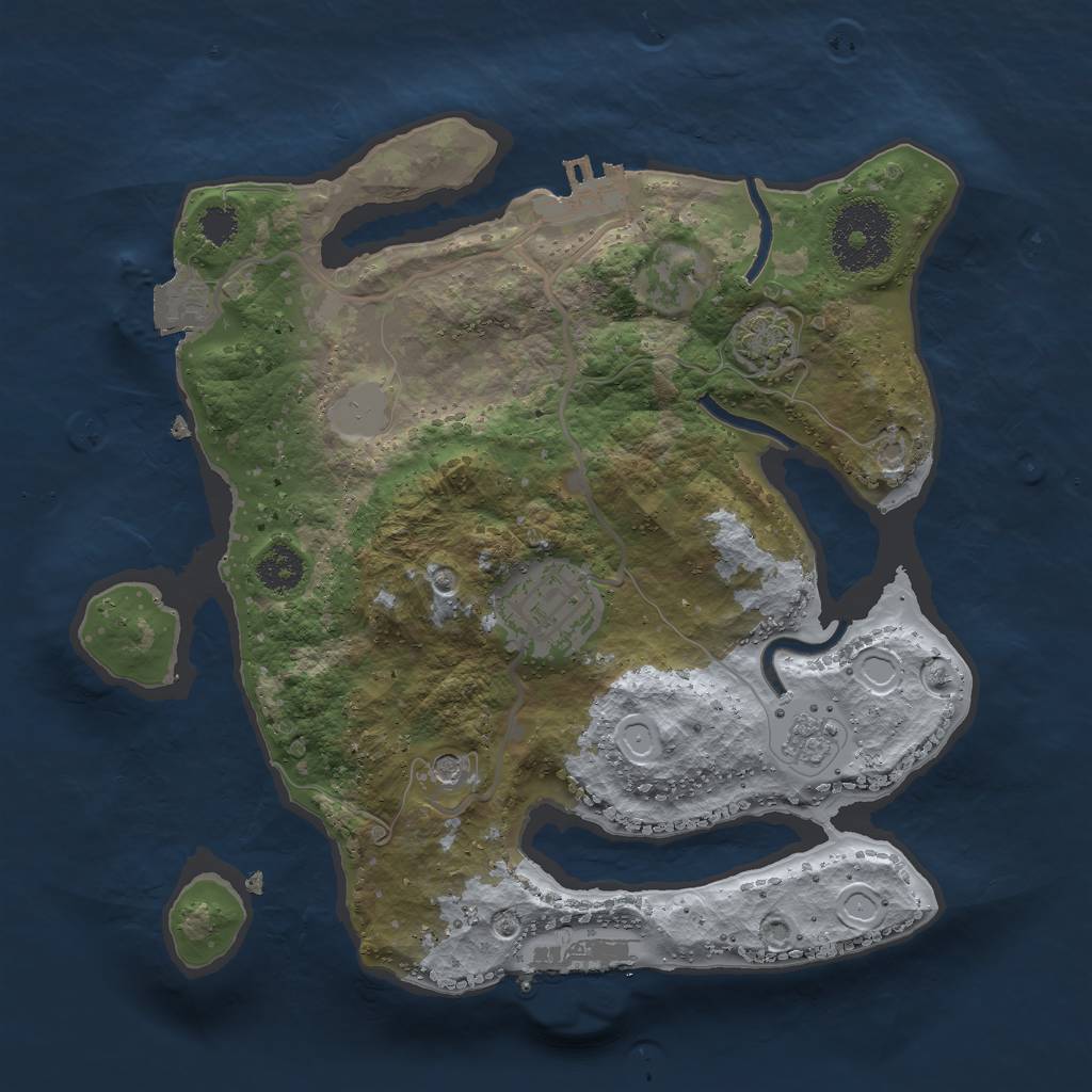 Rust Map: Procedural Map, Size: 2500, Seed: 1828432652, 9 Monuments