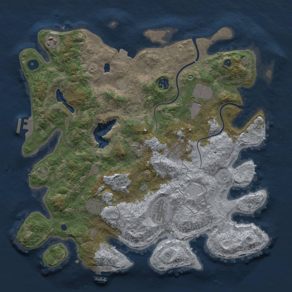 Rust Map: Procedural Map, Size: 4000, Seed: 235930761, 13 Monuments